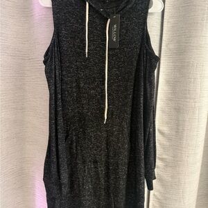 Ambiance Black Sleeveless Hooded Muscle Tee